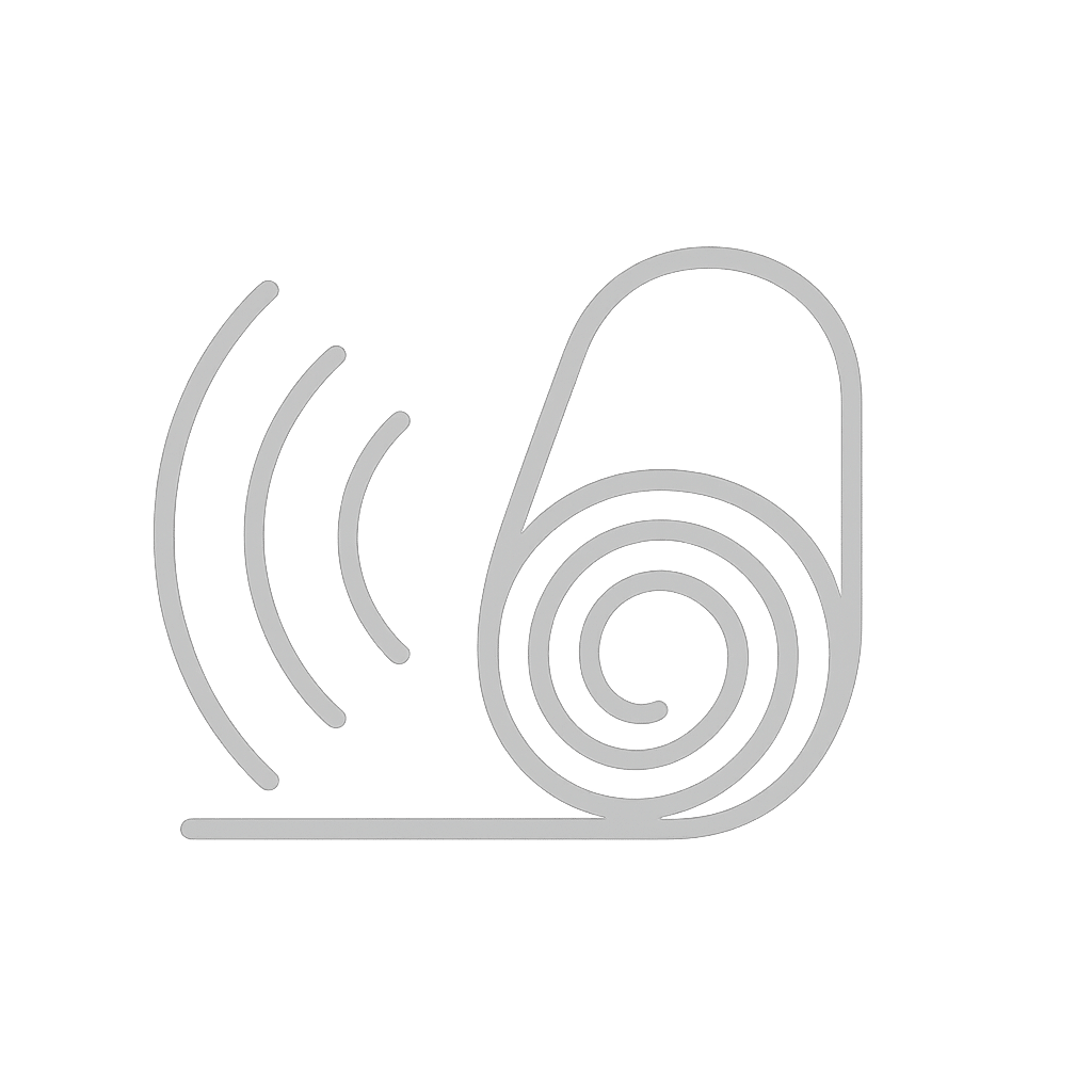 Roll of mass loaded vinyl (MLV) sound barrier for noise reduction.