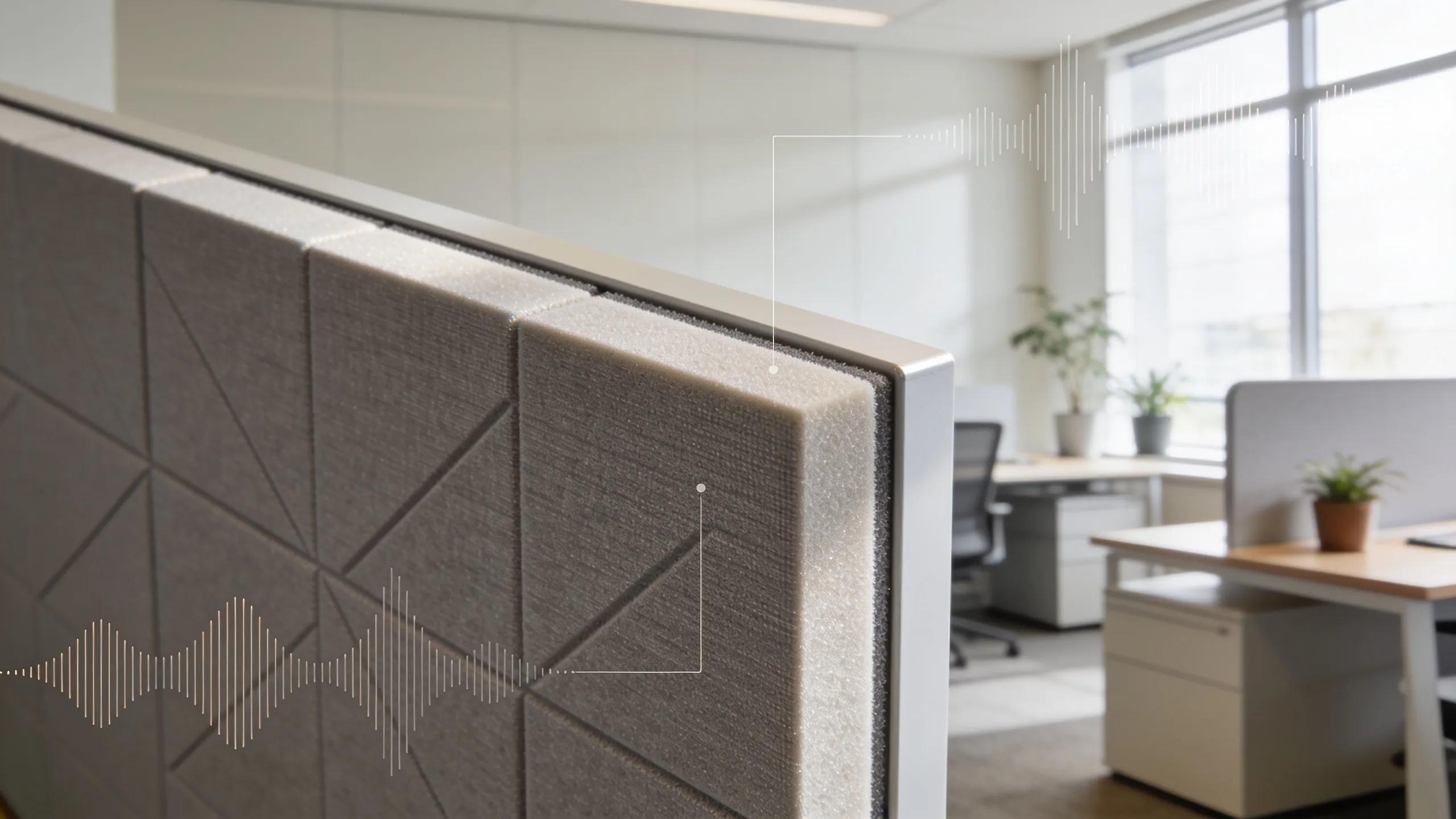 Modern office acoustic panels displaying effective sound absorption features