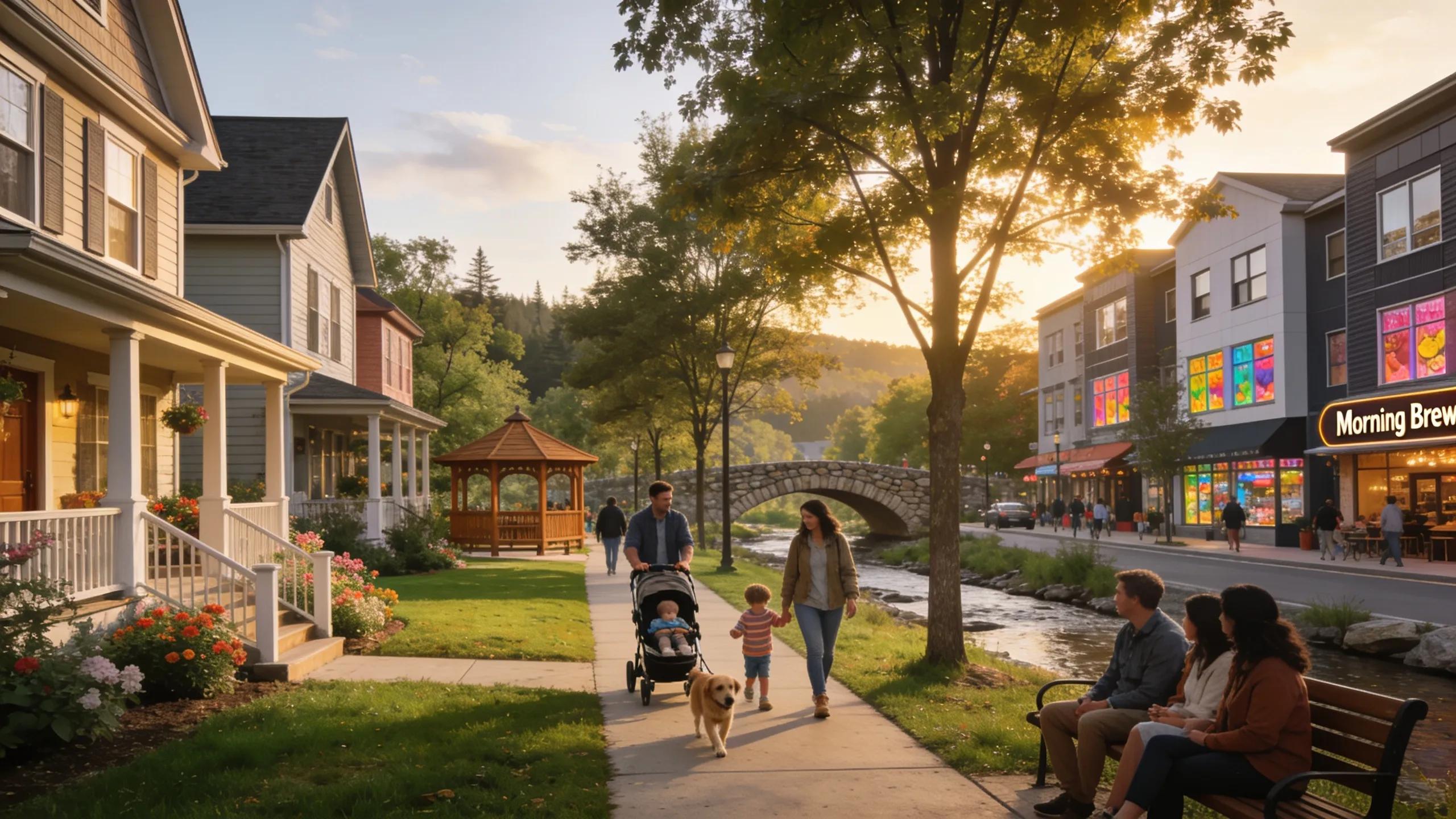 Rural-to-urban transition in Milton, illustrating community integration with nature